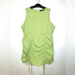 Heartbreak Women’s Gingham Dress 5XL Rouched Tie Front Retro Mod 1960’s